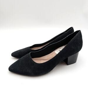 Clarks Ellanie Hope Heel Pumps Women's Pointed Toe Black Suede Size US8.5W EU39